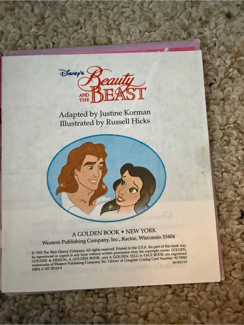 Disney Beauty and the Beast Tell-A-Tale Book - Blue Cover